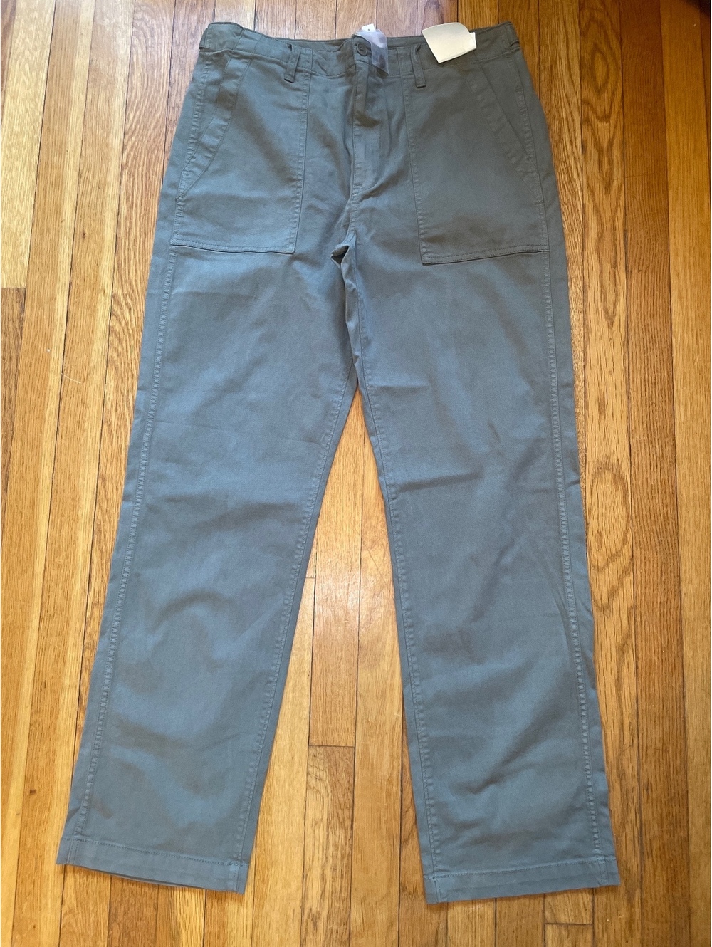 Madewell Straight Utility Pant Women’s 30 Tall Faded Olive High Rise Stretch NWT